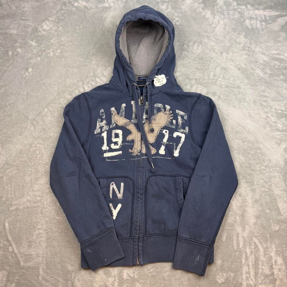 American-eagle Men's Navy and Blue Hoodie